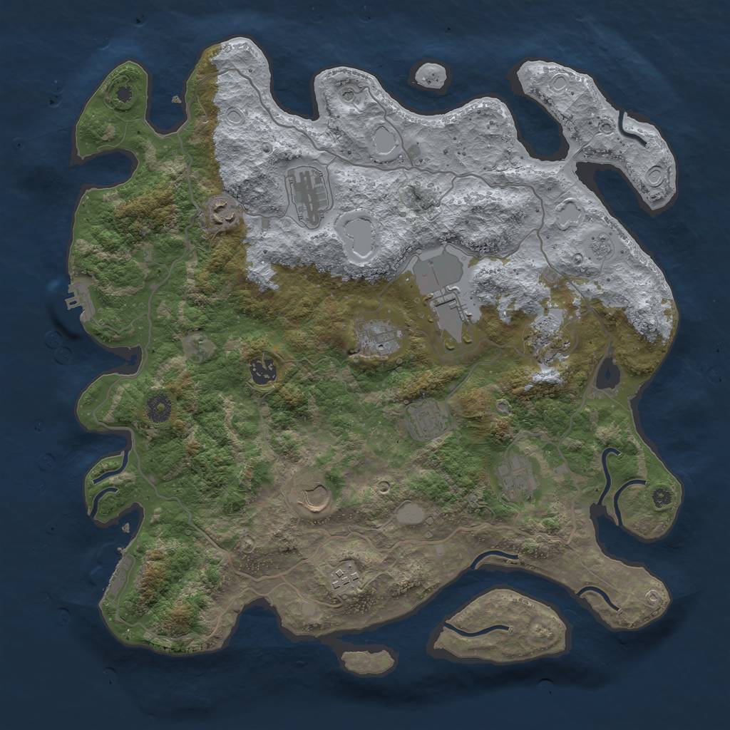 Rust Map: Procedural Map, Size: 4000, Seed: 12997, 17 Monuments