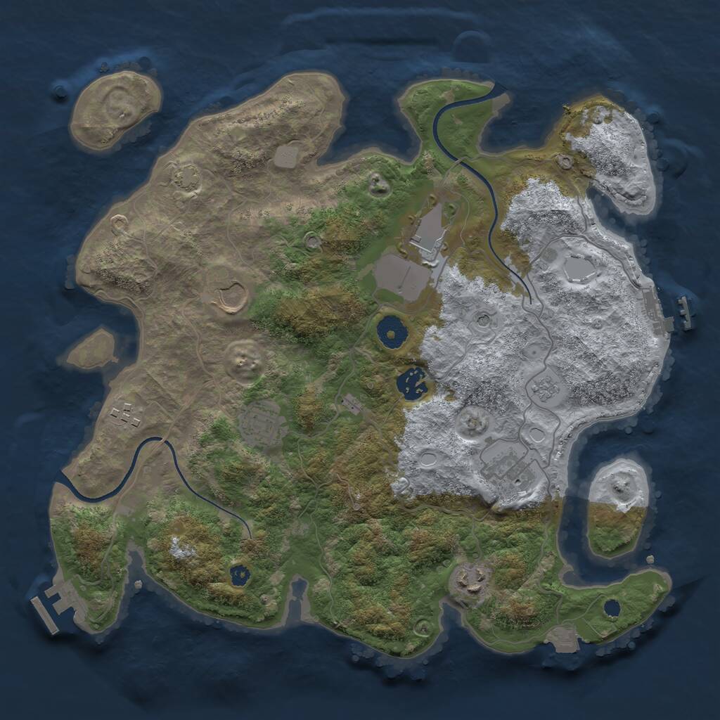 Rust Map: Procedural Map, Size: 3500, Seed: 4998602, 13 Monuments