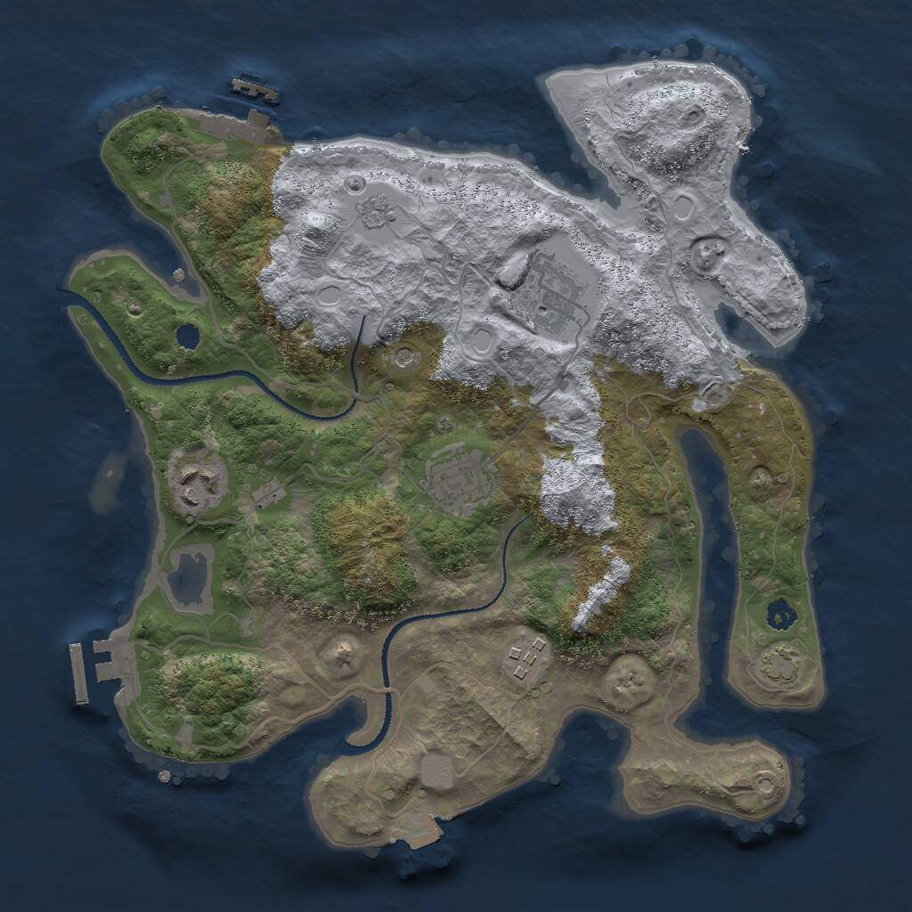 Rust Map: Procedural Map, Size: 3000, Seed: 21423, 10 Monuments