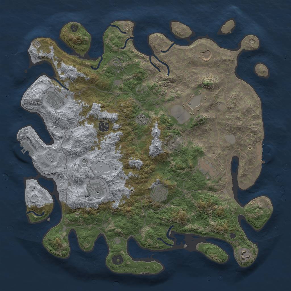 Rust Map: Procedural Map, Size: 4000, Seed: 788654442, 19 Monuments