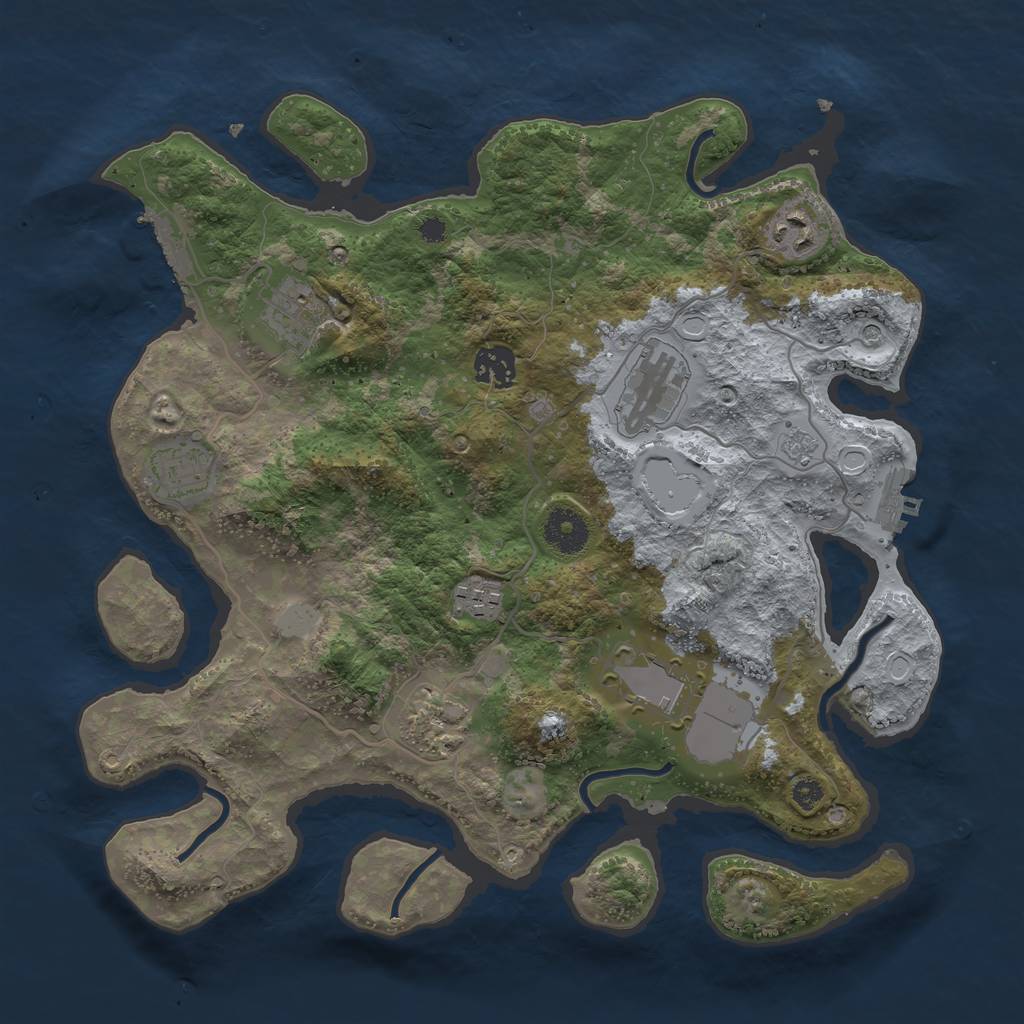 Rust Map: Procedural Map, Size: 3500, Seed: 983885772, 17 Monuments