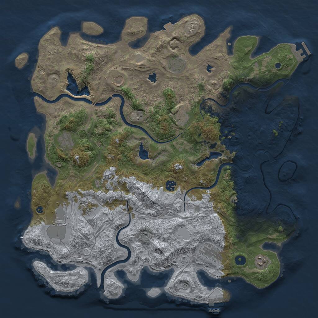 Rust Map: Procedural Map, Size: 4500, Seed: 11111111, 16 Monuments