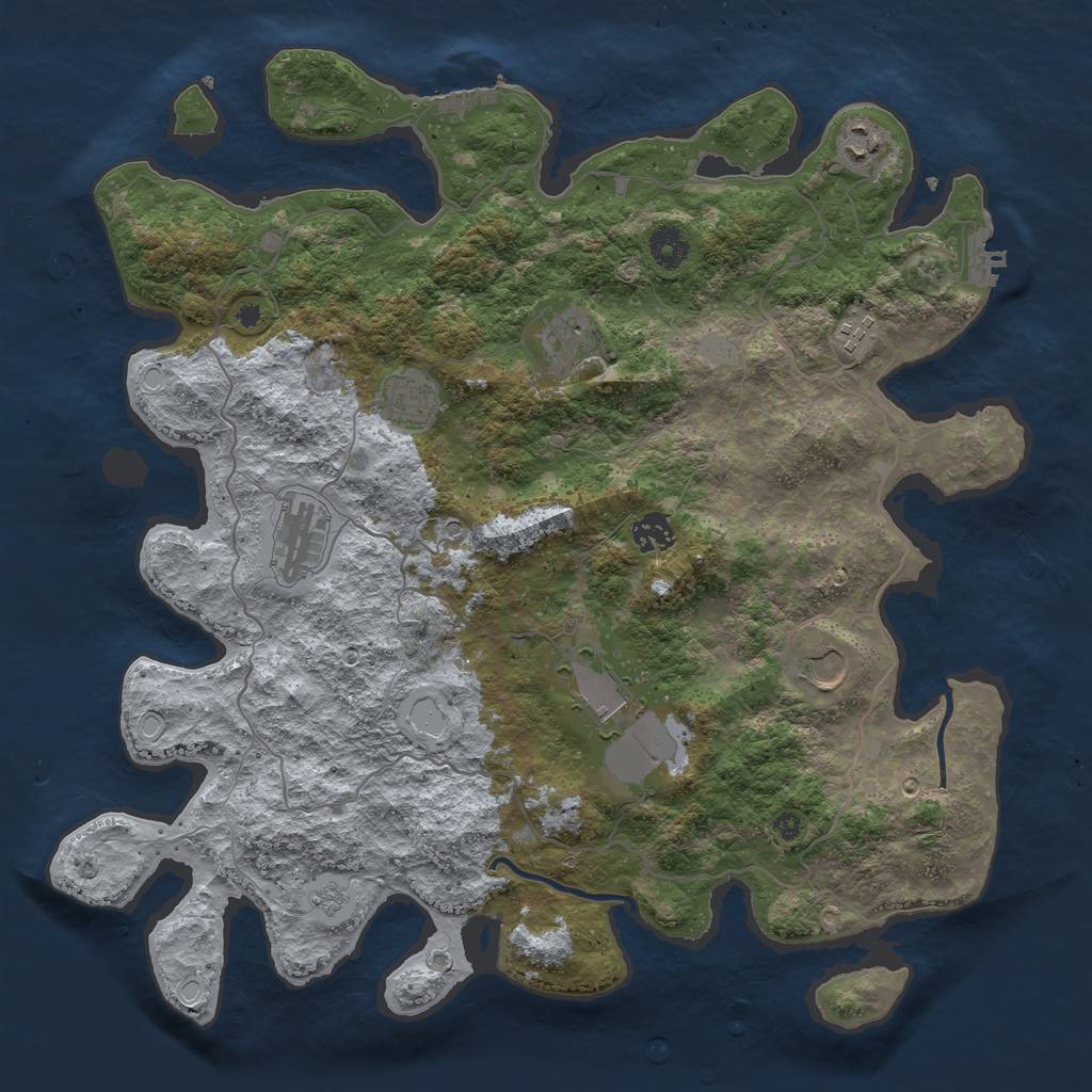 Rust Map: Procedural Map, Size: 4000, Seed: 1068934123, 17 Monuments
