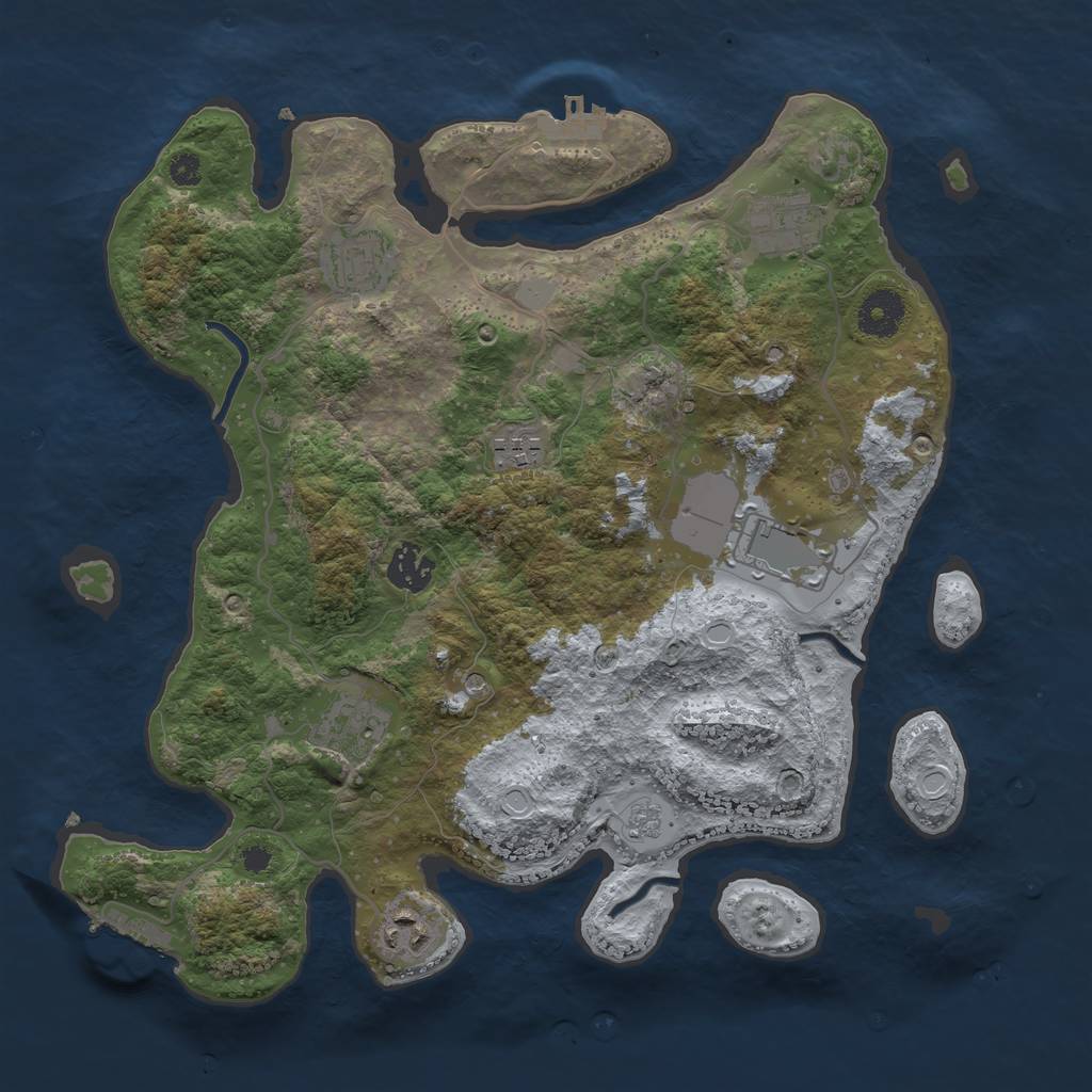 Rust Map: Procedural Map, Size: 3500, Seed: 1980183763, 16 Monuments