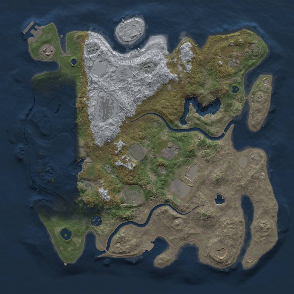 Rust Map: Procedural Map, Size: 4000, Seed: 743778, 16 Monuments