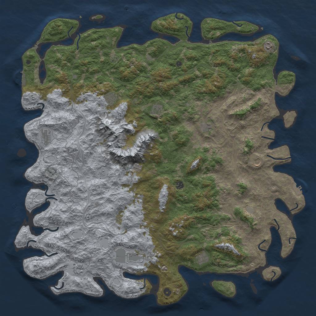 Rust Map: Procedural Map, Size: 6000, Seed: 2125876207, 20 Monuments