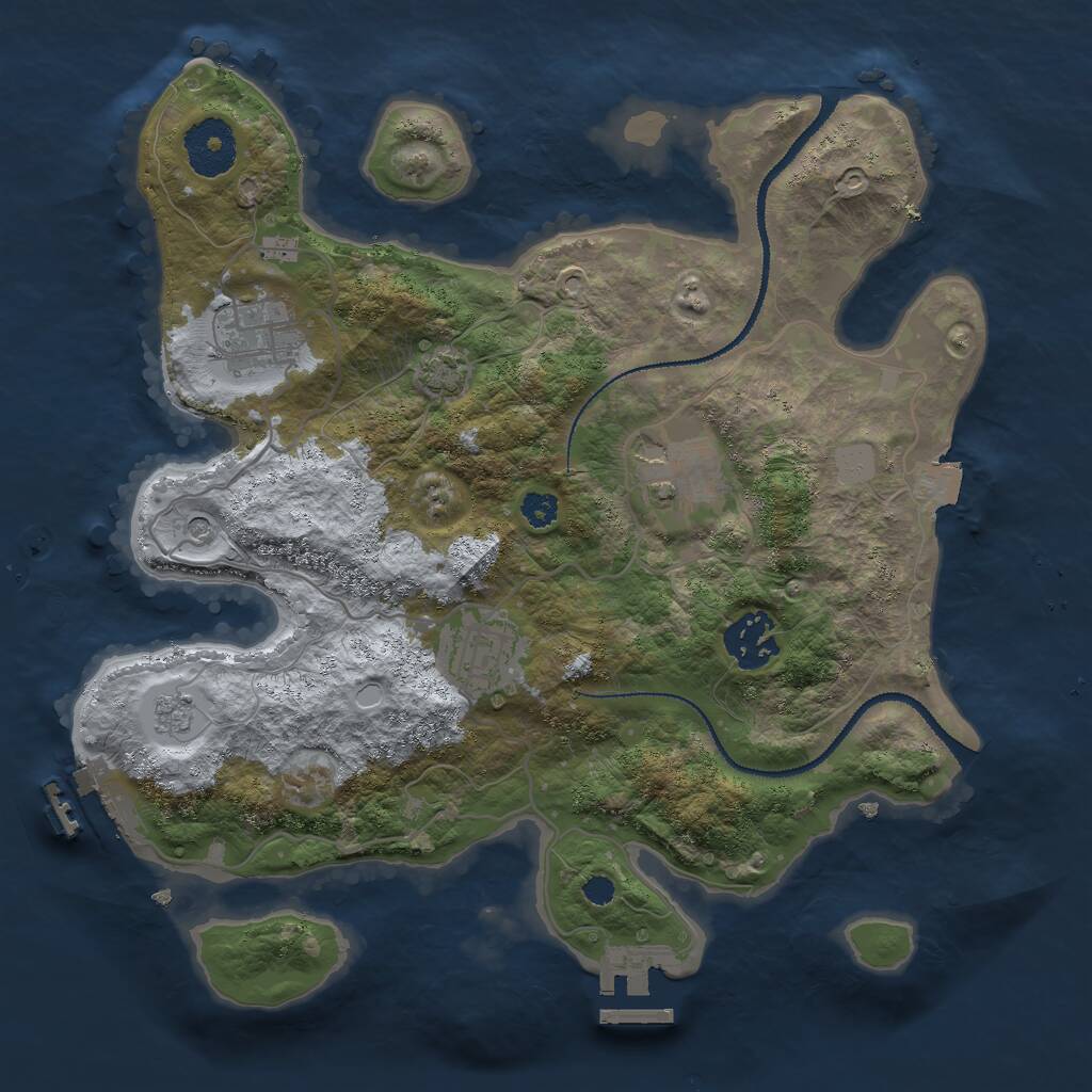 Rust Map: Procedural Map, Size: 3000, Seed: 1963612372, 10 Monuments