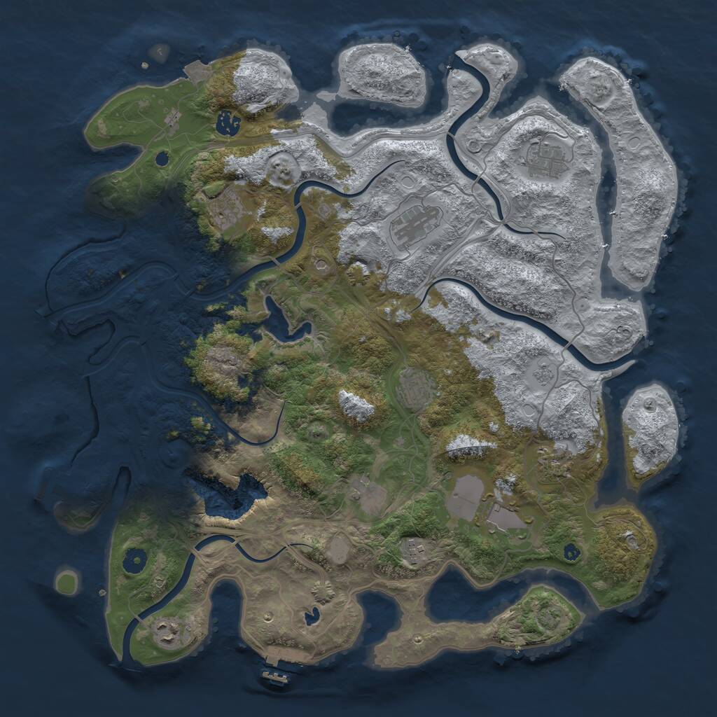 Rust Map: Procedural Map, Size: 4300, Seed: 908067480, 16 Monuments