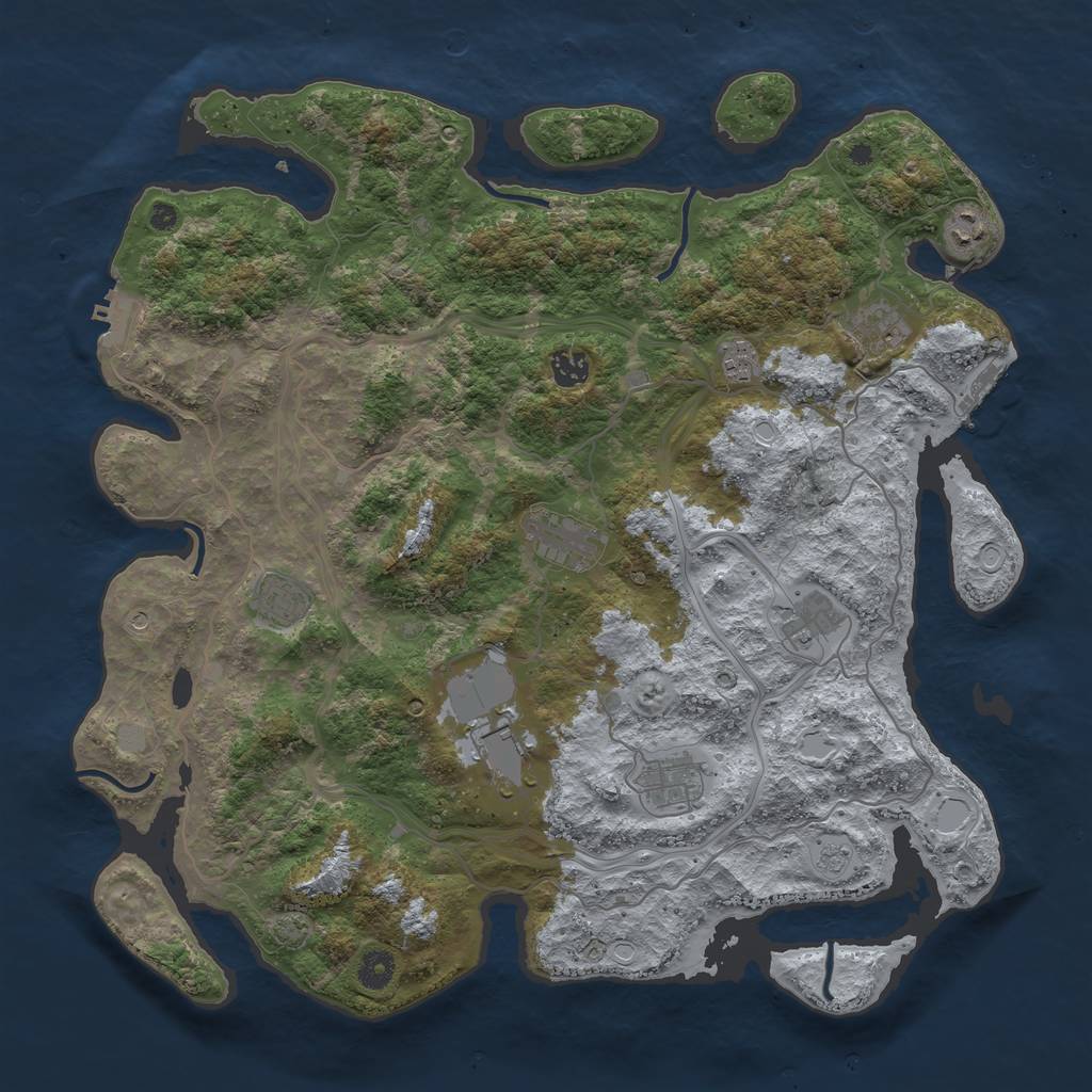 Rust Map: Procedural Map, Size: 4250, Seed: 656808826, 17 Monuments