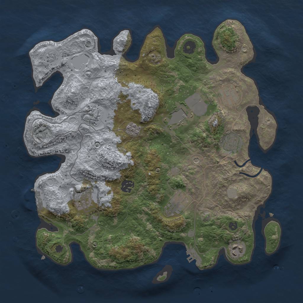 Rust Map: Procedural Map, Size: 3500, Seed: 668803633, 18 Monuments