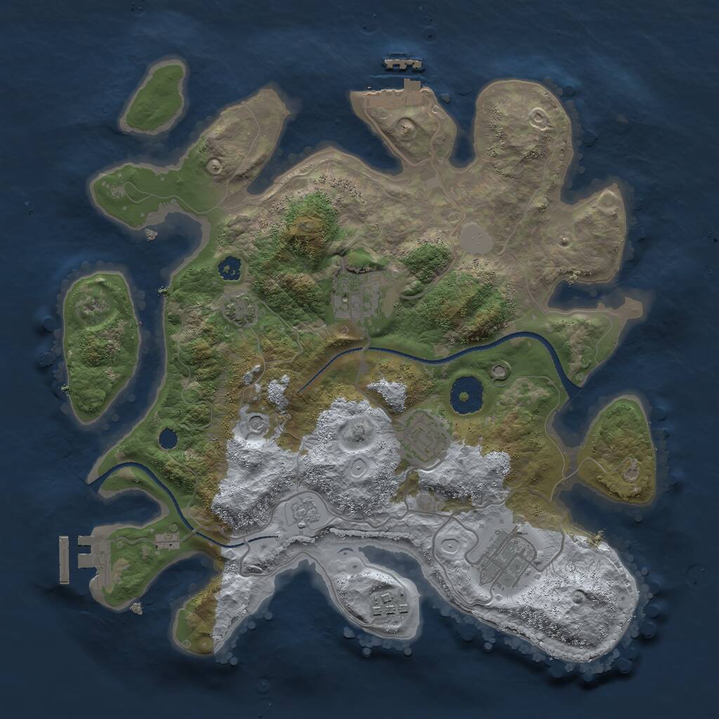 Rust Map: Procedural Map, Size: 3000, Seed: 36041, 10 Monuments