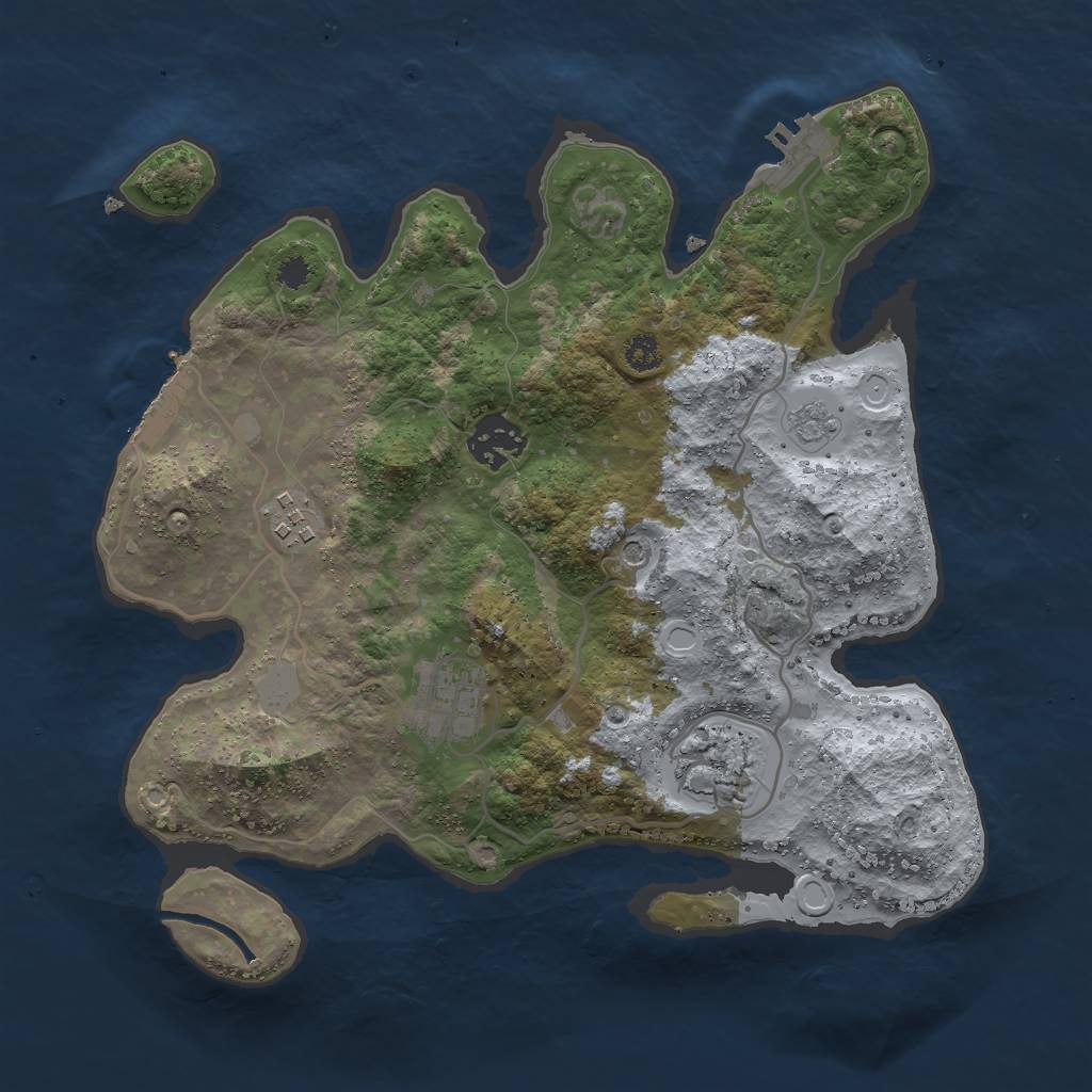 Rust Map: Procedural Map, Size: 3000, Seed: 1943779271, 11 Monuments