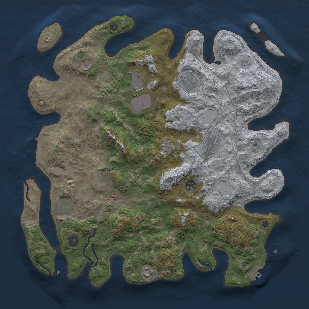 Rust Map: Procedural Map, Size: 4000, Seed: 459405917, 18 Monuments