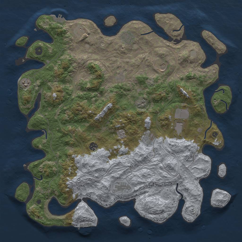 Rust Map: Procedural Map, Size: 4500, Seed: 1349678131, 19 Monuments