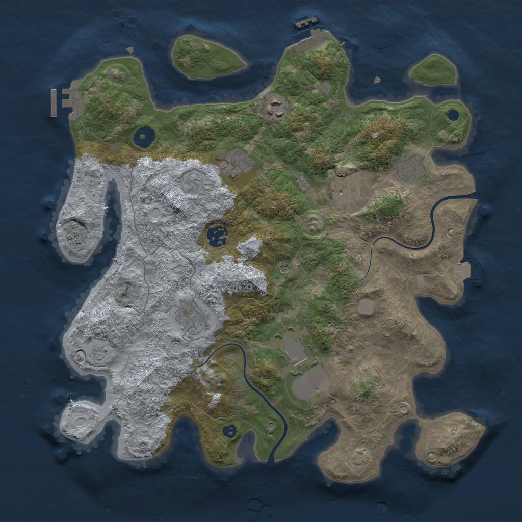 Rust Map: Procedural Map, Size: 3699, Seed: 1969, 14 Monuments