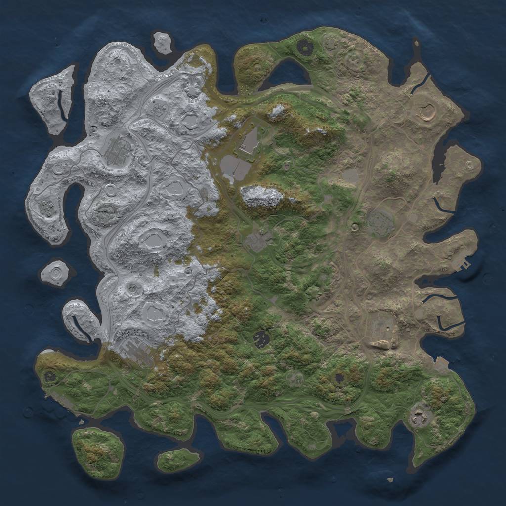 Rust Map: Procedural Map, Size: 4500, Seed: 846053779, 18 Monuments