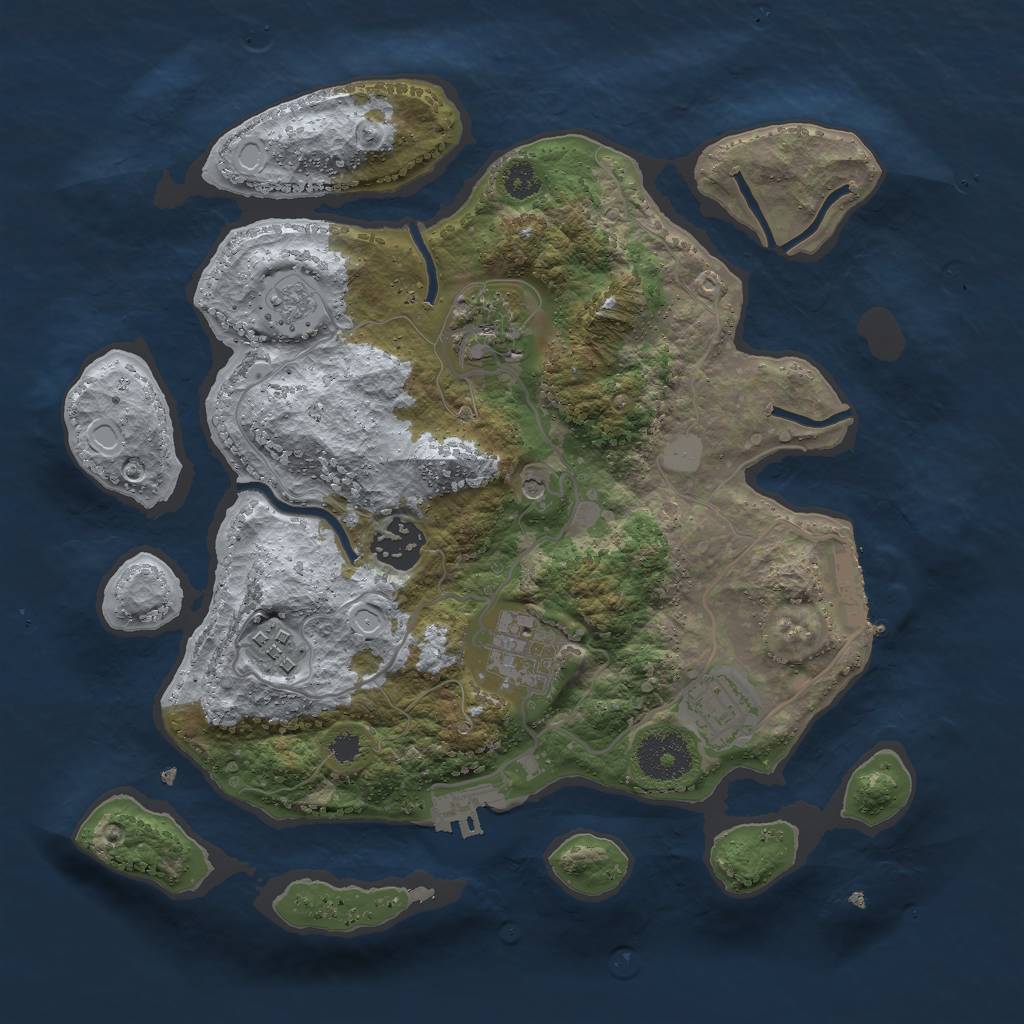 Rust Map: Procedural Map, Size: 3000, Seed: 78410075, 14 Monuments