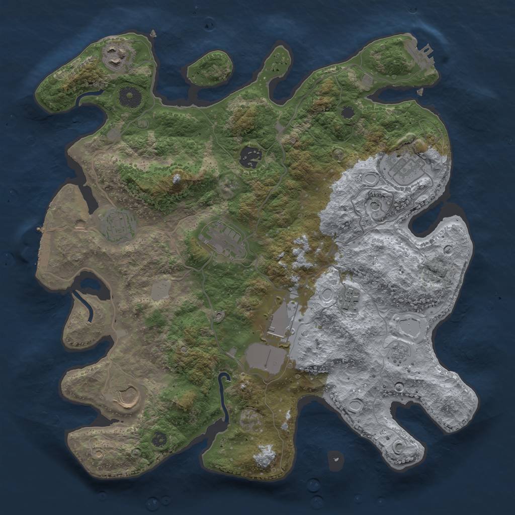 Rust Map: Procedural Map, Size: 3500, Seed: 1713677252, 17 Monuments