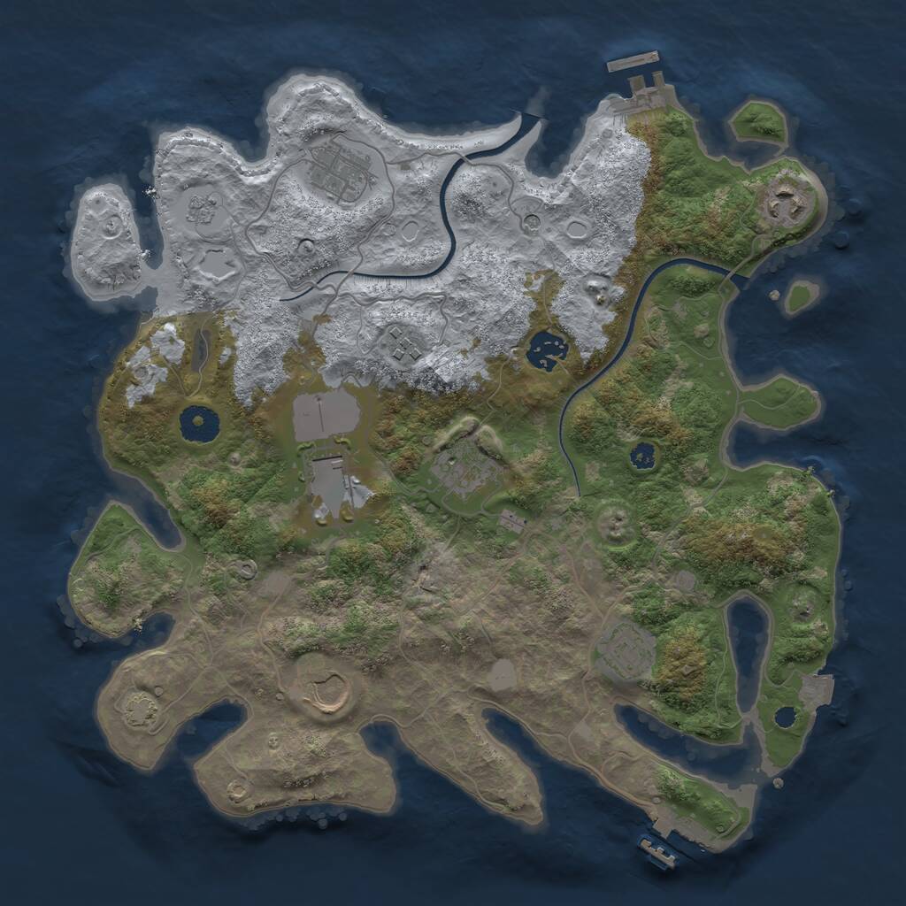 Rust Map: Procedural Map, Size: 3500, Seed: 470873897, 14 Monuments
