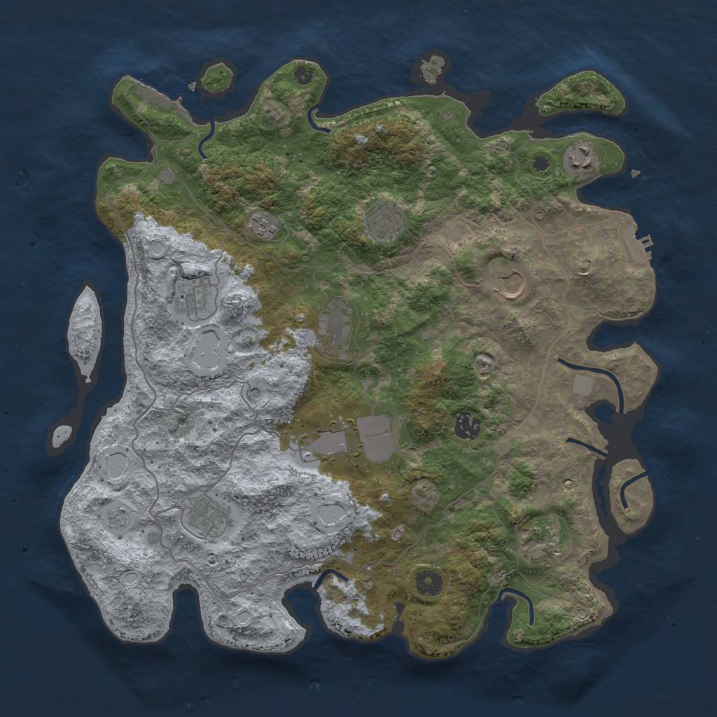 Rust Map: Procedural Map, Size: 4000, Seed: 280564533, 17 Monuments