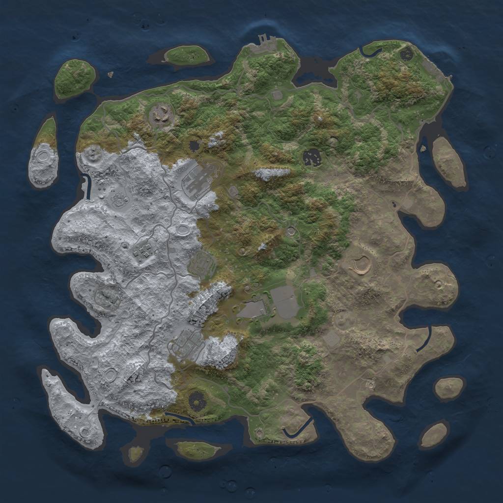 Rust Map: Procedural Map, Size: 4000, Seed: 351063035, 17 Monuments