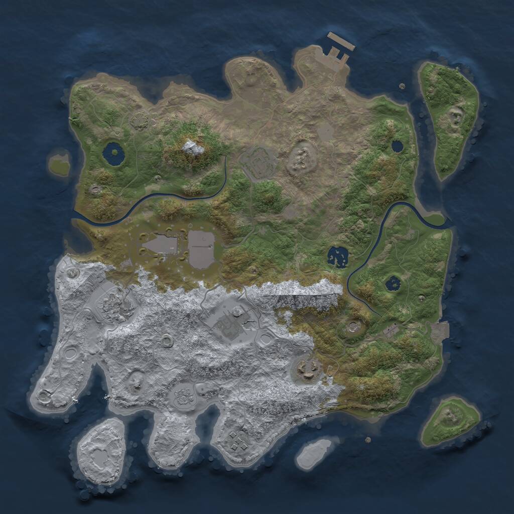 Rust Map: Procedural Map, Size: 3500, Seed: 72327219, 12 Monuments