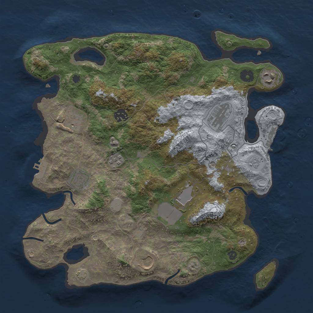 Rust Map: Procedural Map, Size: 3500, Seed: 1570236120, 16 Monuments