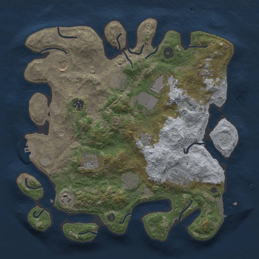 Rust Map: Procedural Map, Size: 3500, Seed: 51898590, 19 Monuments