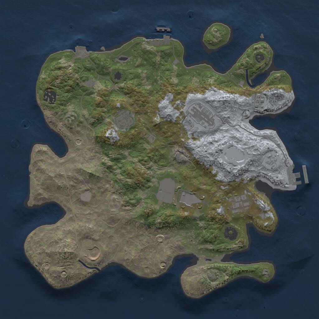 Rust Map: Procedural Map, Size: 3500, Seed: 1906362860, 13 Monuments