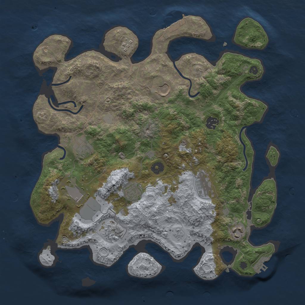 Rust Map: Procedural Map, Size: 3650, Seed: 987456654, 16 Monuments