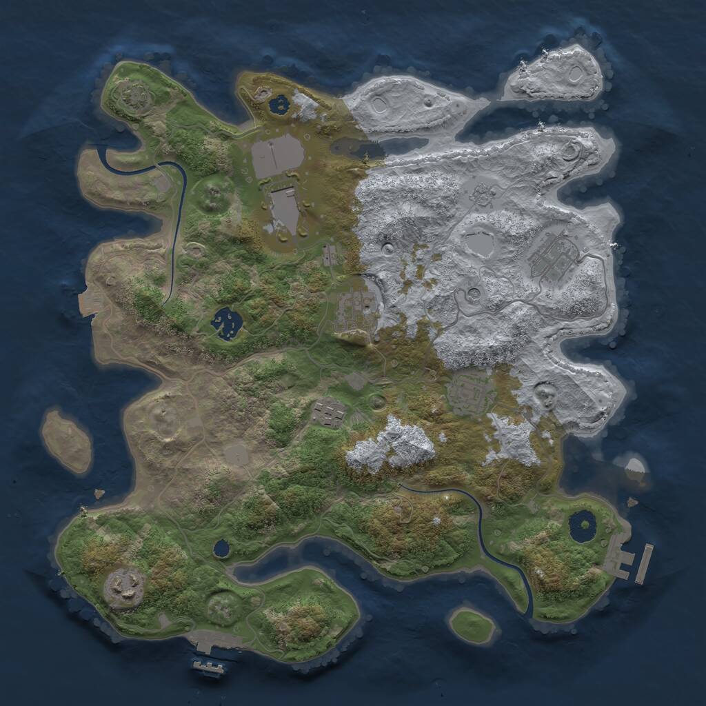 Rust Map: Procedural Map, Size: 3500, Seed: 1058298374, 13 Monuments