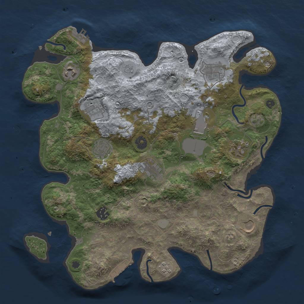 Rust Map: Procedural Map, Size: 3600, Seed: 682221155, 17 Monuments