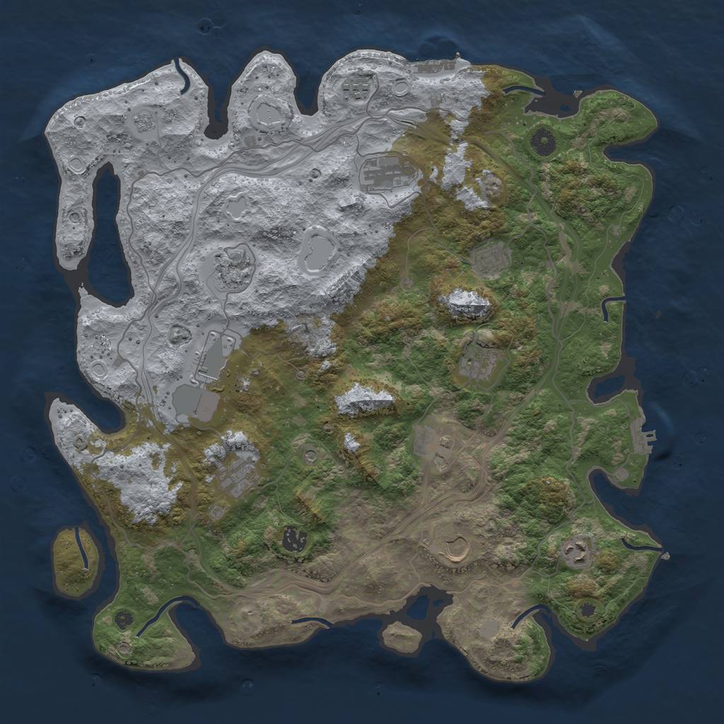 Rust Map: Procedural Map, Size: 4250, Seed: 2091044302, 20 Monuments