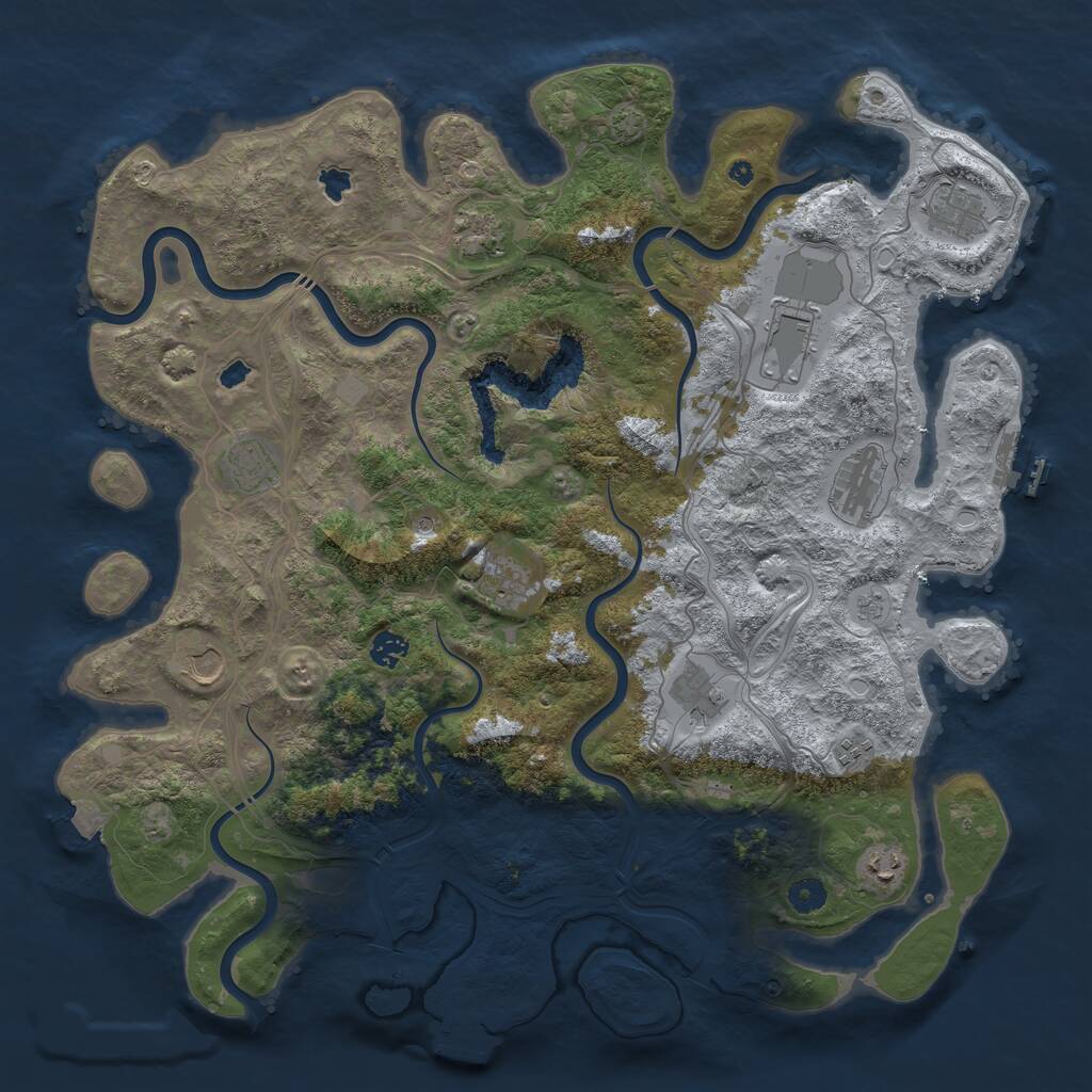 Rust Map: Procedural Map, Size: 4500, Seed: 1793521547, 17 Monuments