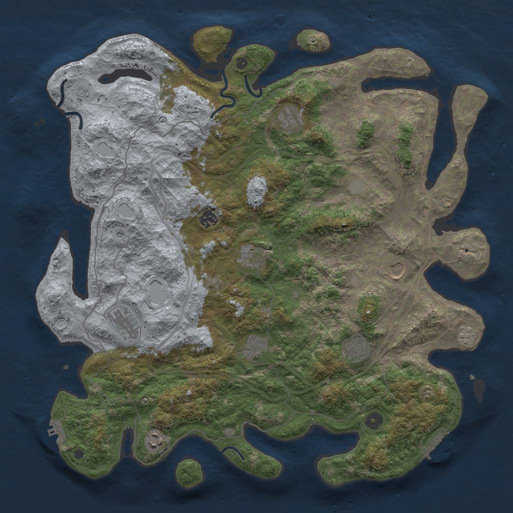 Rust Map: Procedural Map, Size: 4500, Seed: 7470, 18 Monuments