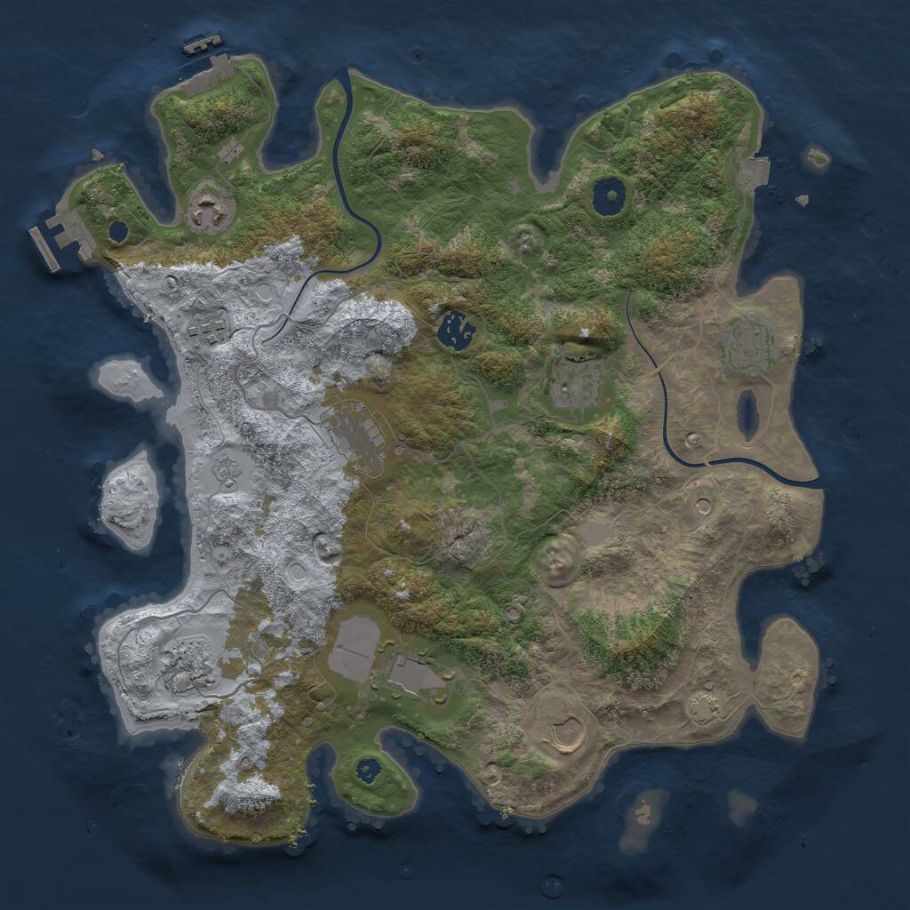 Rust Map: Procedural Map, Size: 3750, Seed: 2035943280, 15 Monuments