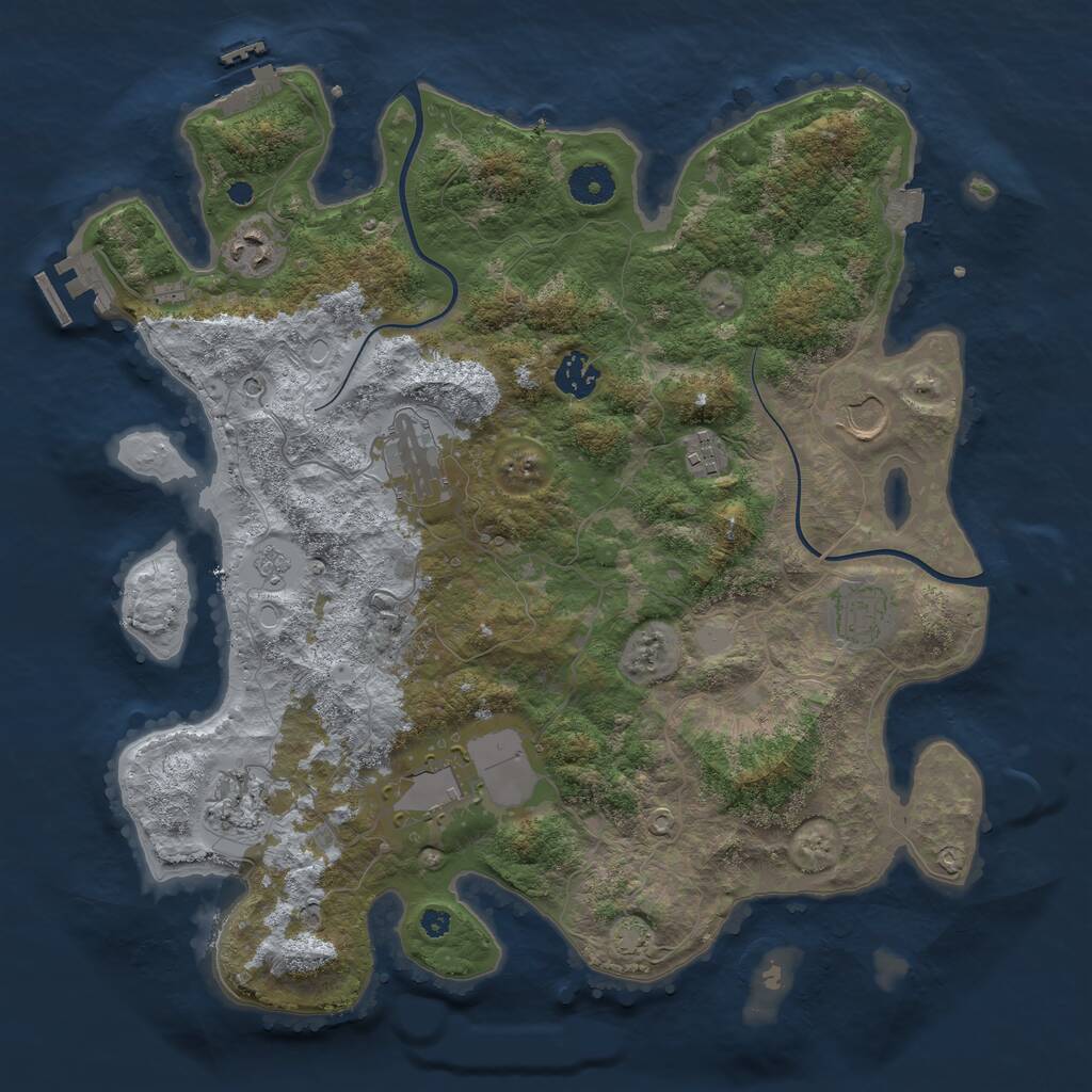 Rust Map: Procedural Map, Size: 3750, Seed: 2035943280, 14 Monuments
