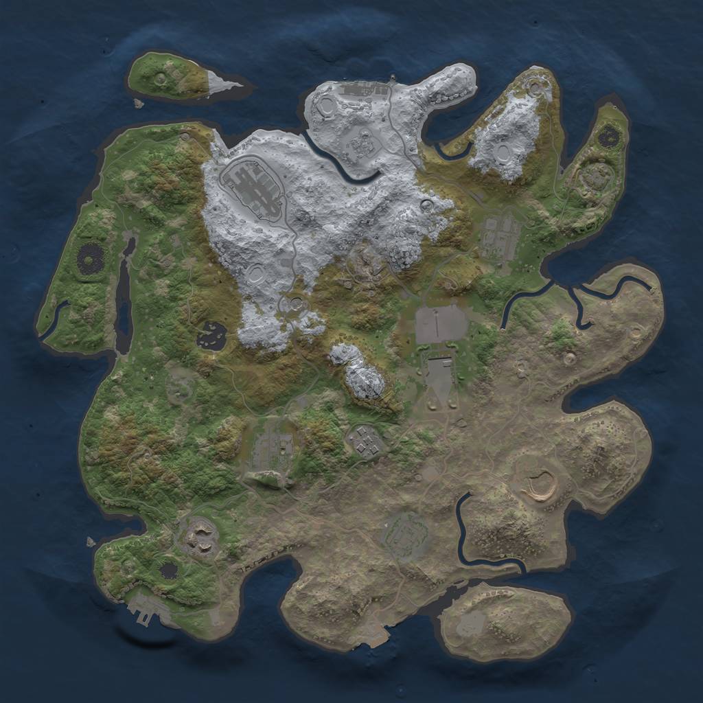 Rust Map: Procedural Map, Size: 3500, Seed: 1797509307, 17 Monuments