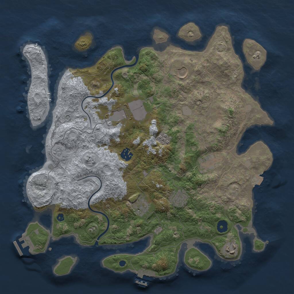 Rust Map: Procedural Map, Size: 3750, Seed: 68774, 14 Monuments