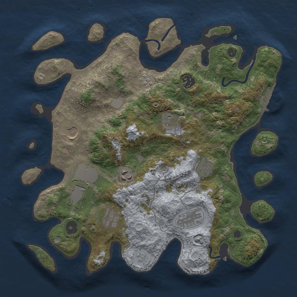 Rust Map: Procedural Map, Size: 3500, Seed: 690132682, 17 Monuments
