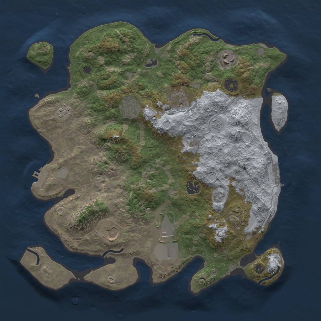 Rust Map: Procedural Map, Size: 3500, Seed: 1519024764, 17 Monuments
