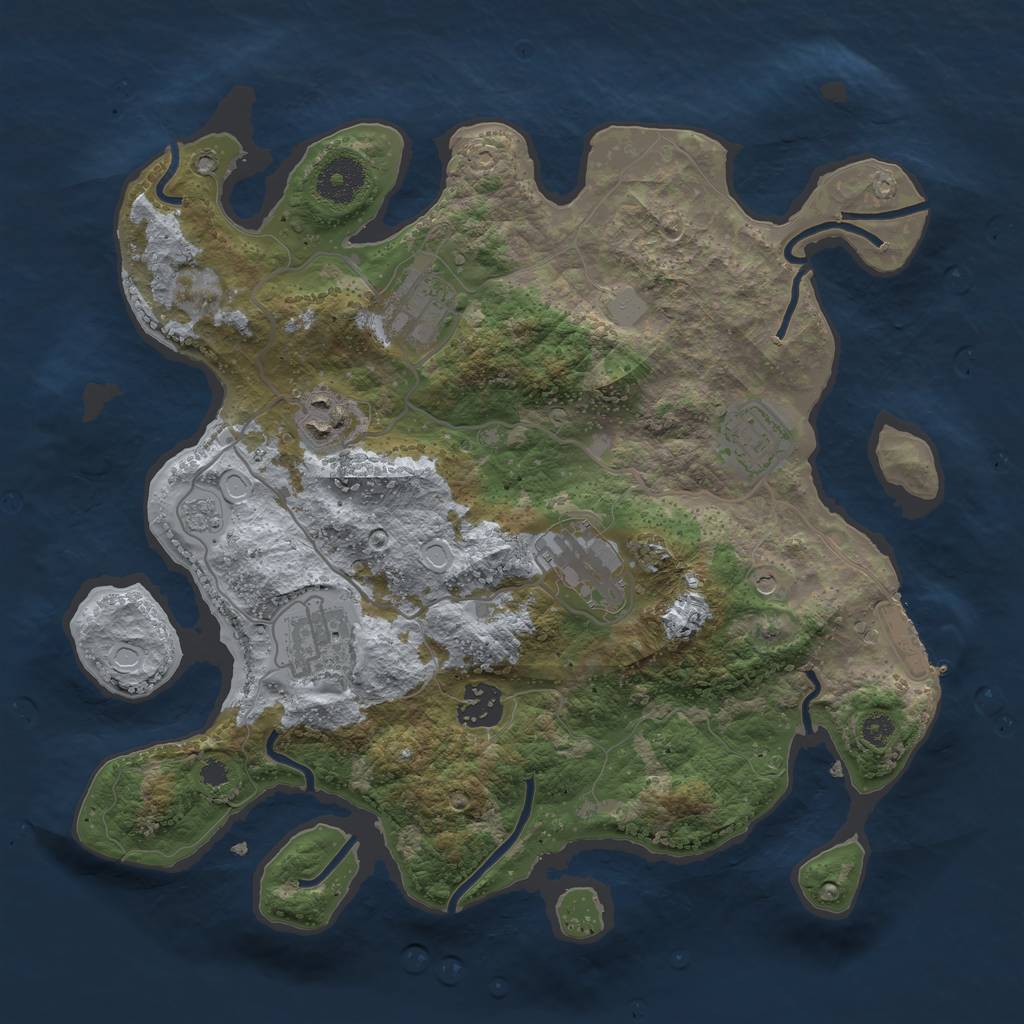 Rust Map: Procedural Map, Size: 3300, Seed: 150249853, 14 Monuments