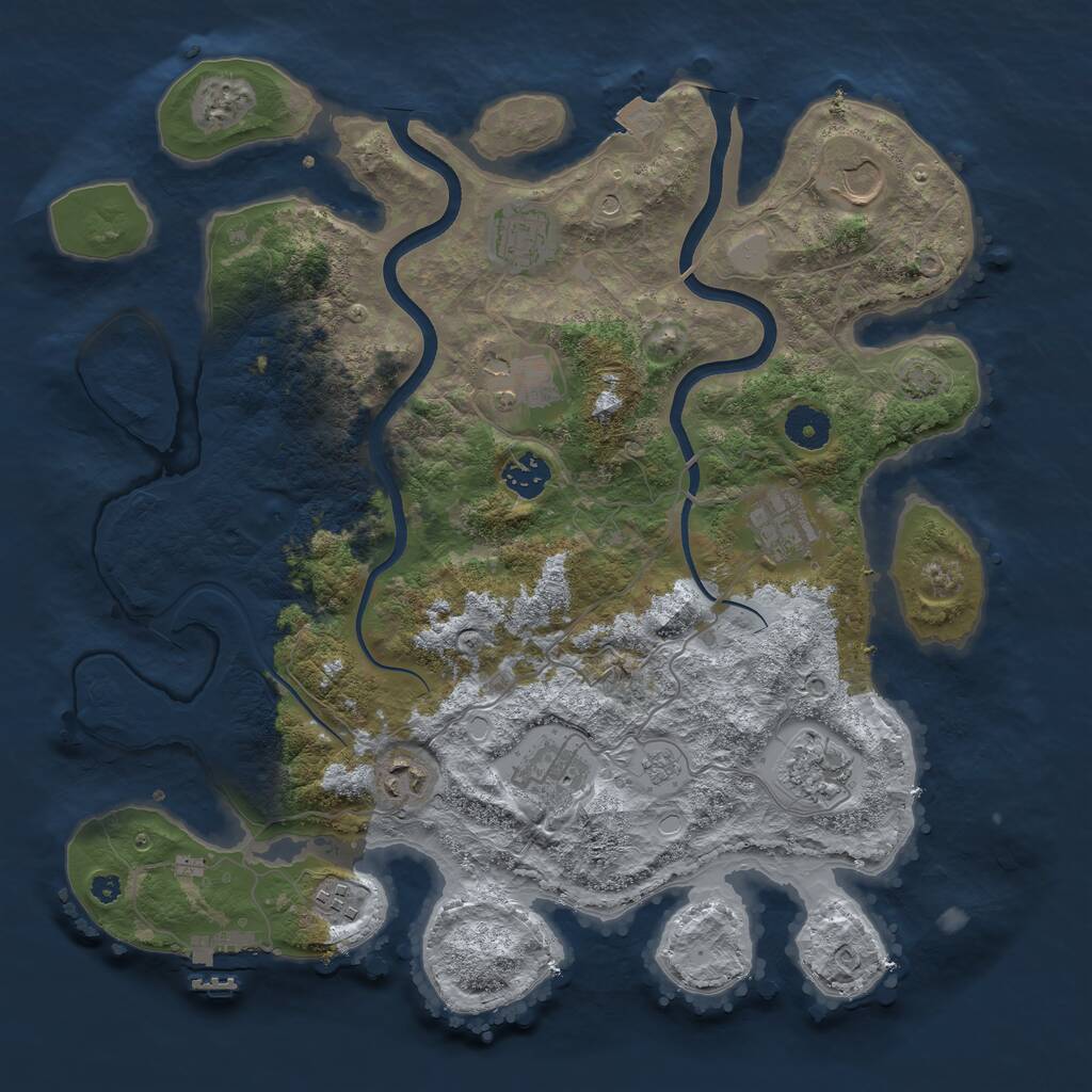 Rust Map: Procedural Map, Size: 3700, Seed: 923948, 14 Monuments