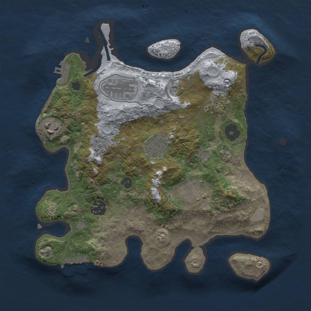Rust Map: Procedural Map, Size: 3000, Seed: 50008, 15 Monuments