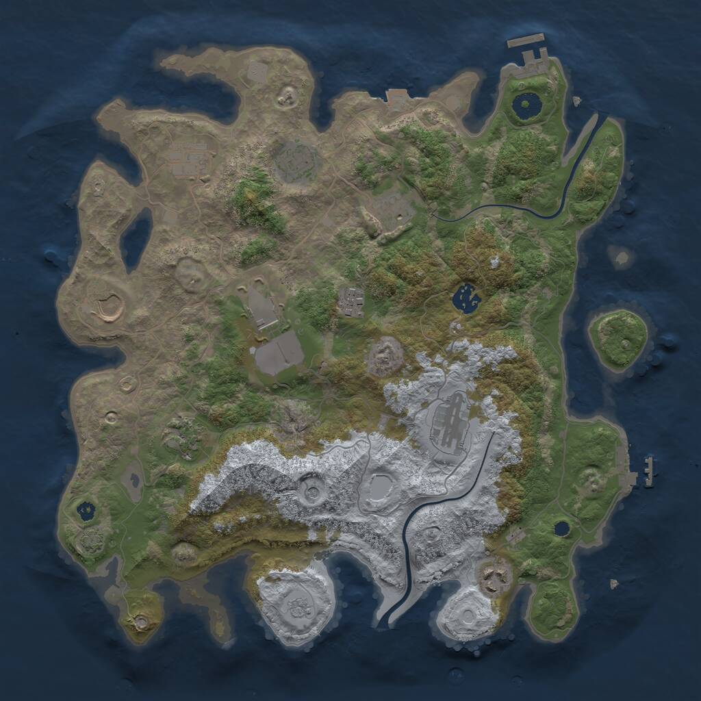 Rust Map: Procedural Map, Size: 3800, Seed: 971775, 16 Monuments