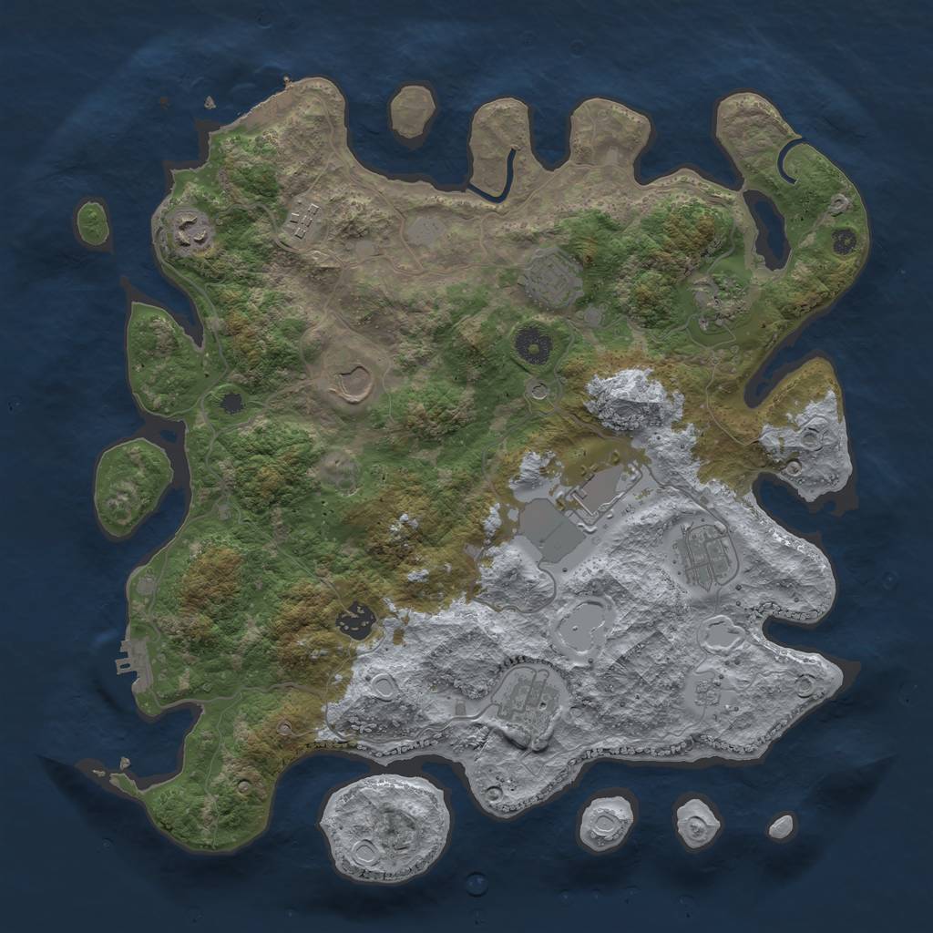 Rust Map: Procedural Map, Size: 3800, Seed: 829123, 18 Monuments