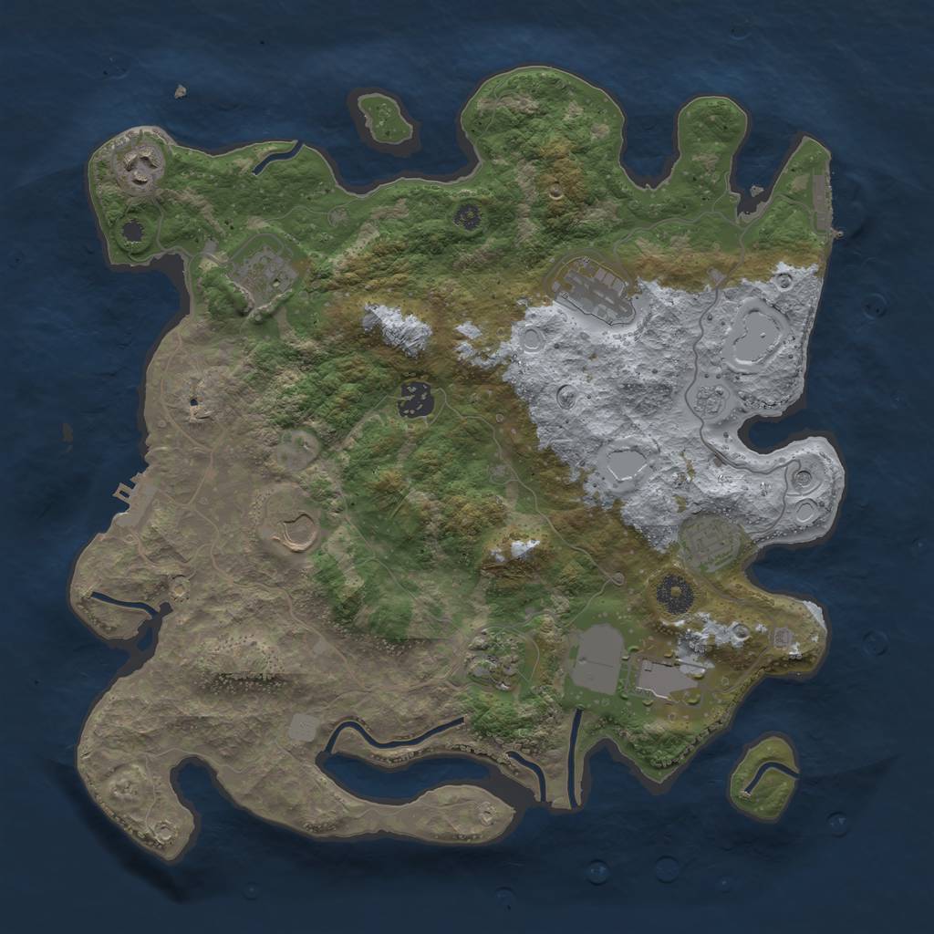 Rust Map: Procedural Map, Size: 3700, Seed: 894391, 15 Monuments