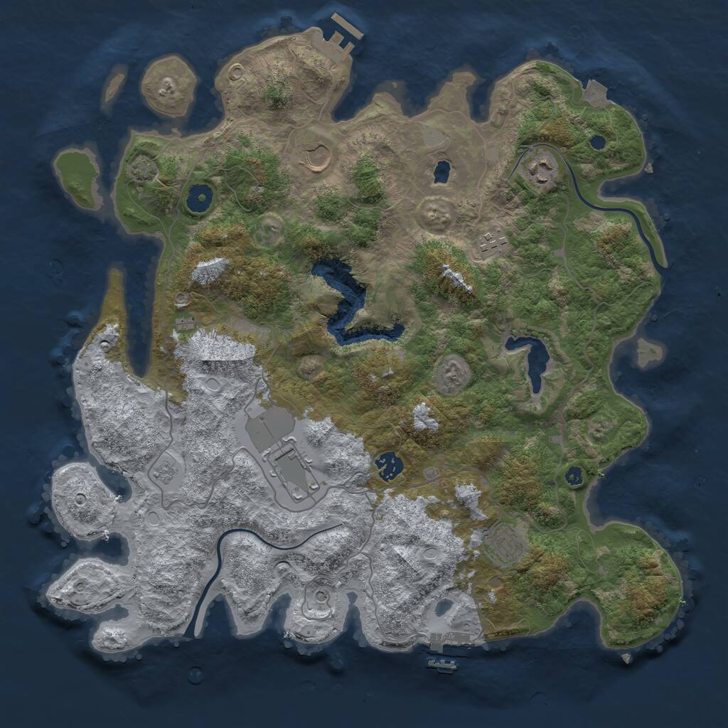 Rust Map: Procedural Map, Size: 4000, Seed: 476026116, 12 Monuments