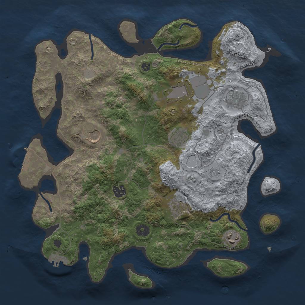 Rust Map: Procedural Map, Size: 3500, Seed: 1728385619, 16 Monuments