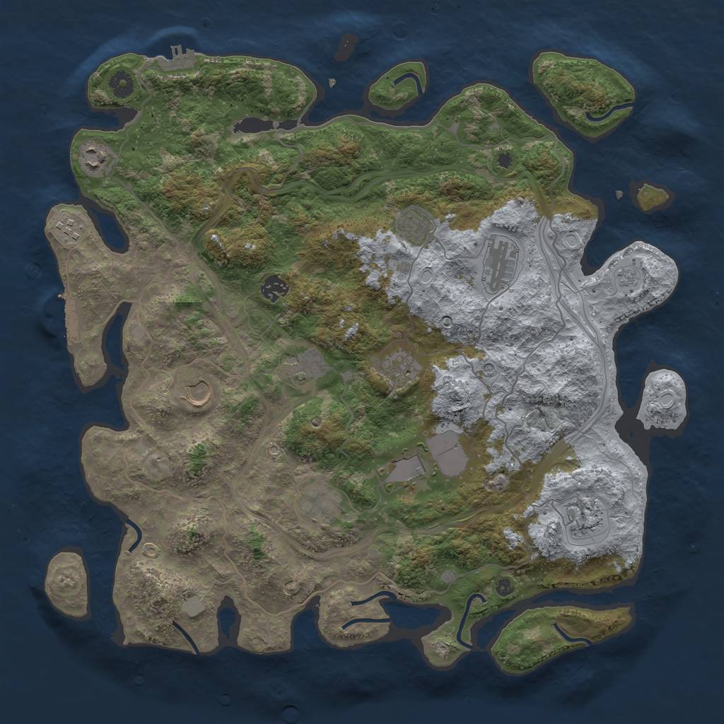 Rust Map: Procedural Map, Size: 4250, Seed: 851695058, 20 Monuments